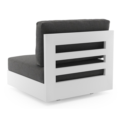 Como loungestoel in wit aluminium met savane tornado all weather sunbrella® luxe kussen