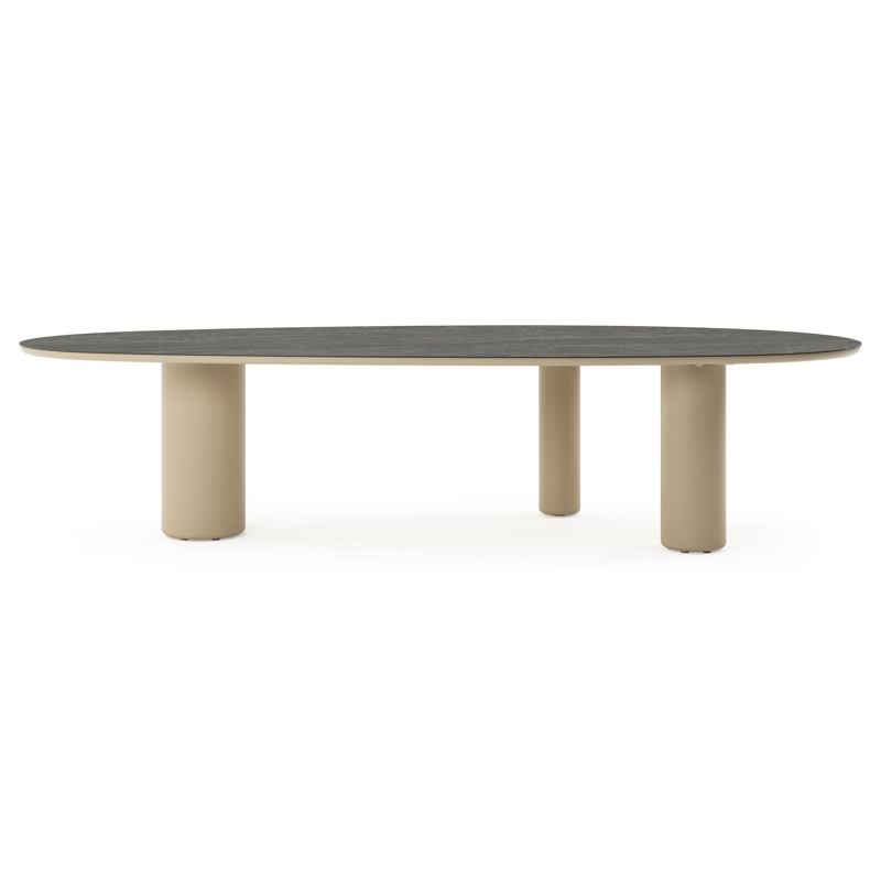 Amico tuintafel mango in beige aluminium en volkeramiek Black Obsession - L 320 x B 140 x H 73.5 cm