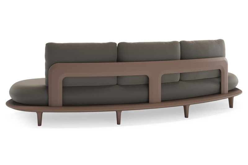 Bomero loungebank in taupe aluminium met natte carbon beige all weather sunbrella® luxe kussen