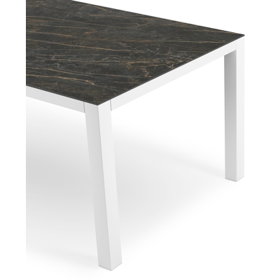 Como tuintafel in wit aluminium en volkeramiek Black Obsession - L 200 x B 100 x H 75 cm