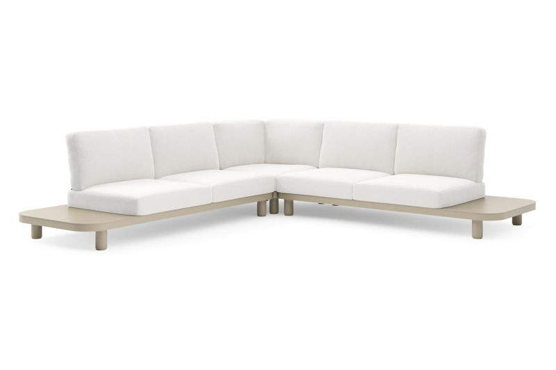 Donato loungehoek in beige aluminium met soul optik all weather solica kussen