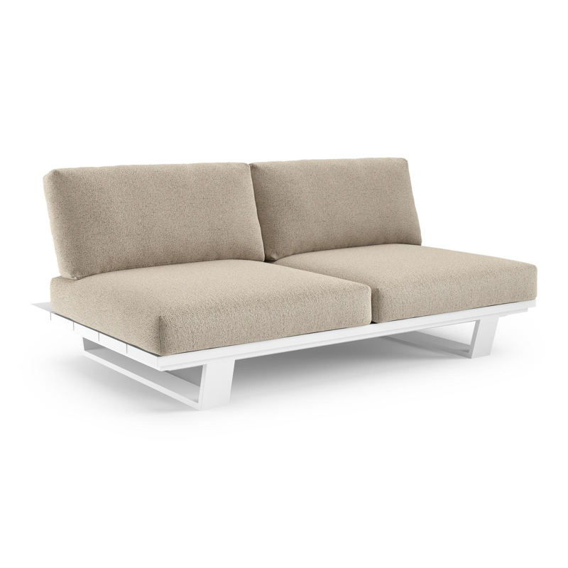 Pagino loungebank in wit aluminium met marbella beige all weather cosytica kussen