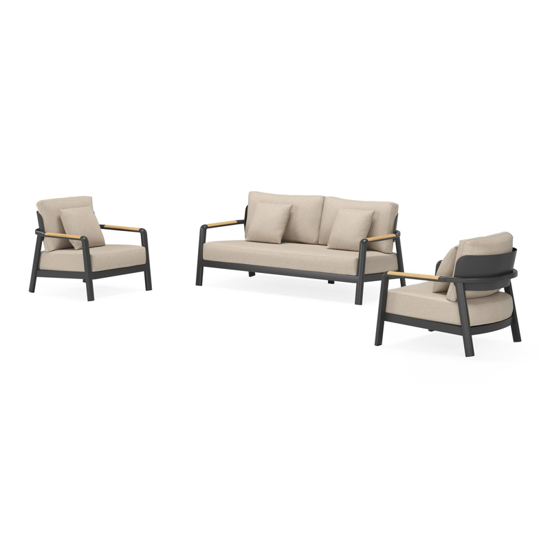 Salamanca loungeset in zwart aluminium en met desert weather+ softtouch kussens