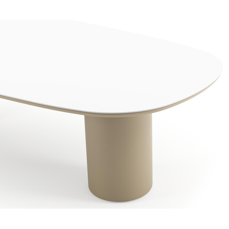Amico tuintafel bombo in beige aluminium en volkeramiek Arctic White - L 270 x B 125 x H 73.5 cm