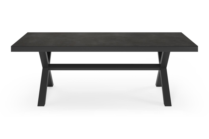 Reza tuintafel rechthoekig in zwart aluminium en volkeramiek zwart - L 220 x B 92 x H 73,5 cm