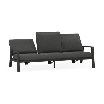 Cirello loungebank 3-zit in zwart aluminium met chartres sooty all weather sunbrella® luxe kussen