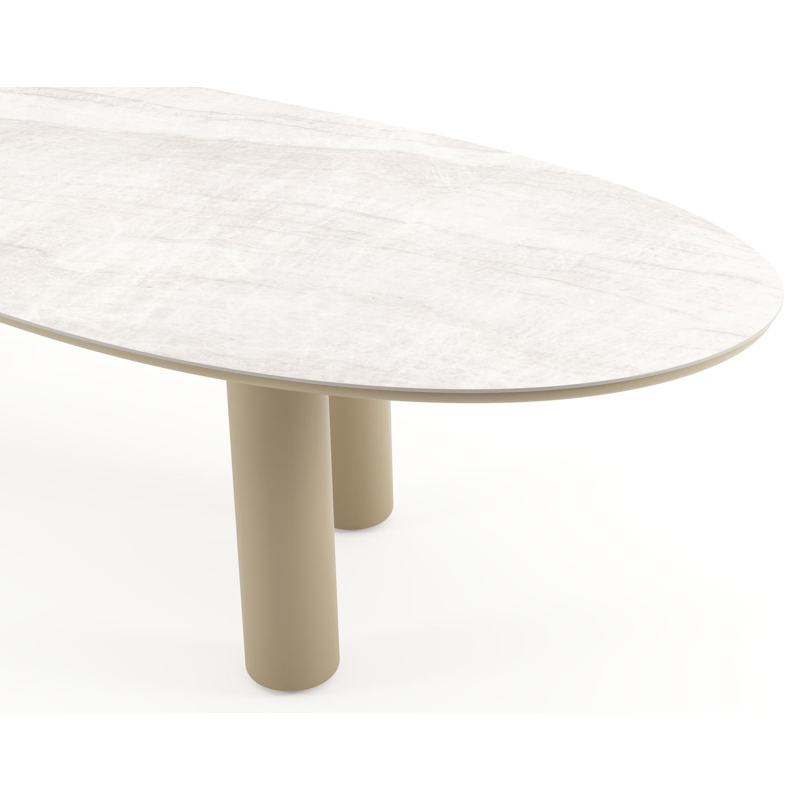 Amico tuintafel organisch in beige aluminium en volkeramiek Taj Mahal - L 320 x B 120 x H 73.5 cm