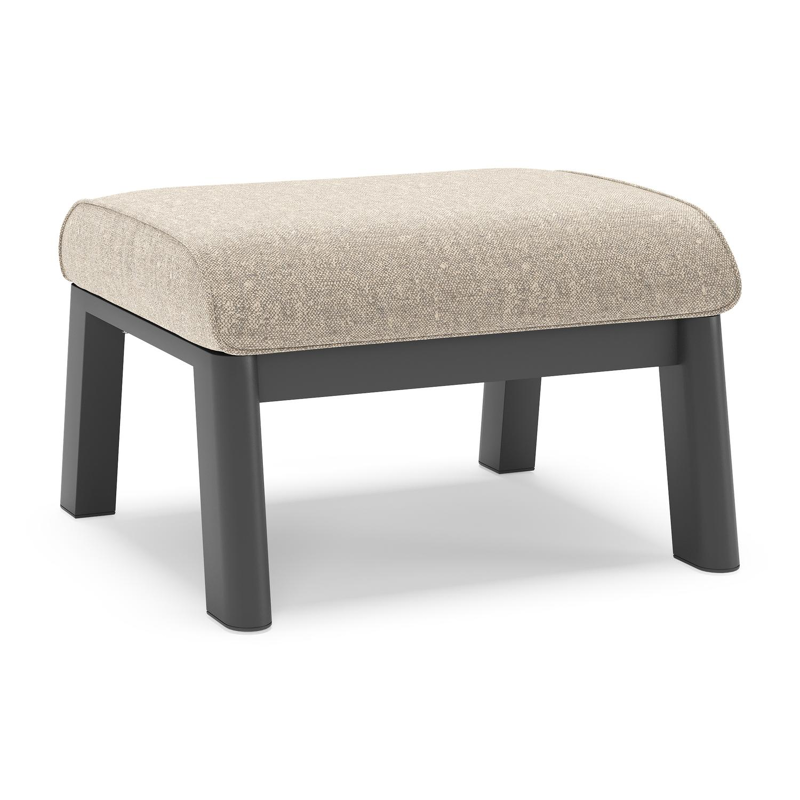 Cirello poef in zwart aluminium met chartres pewter all weather sunbrella® luxe kussen