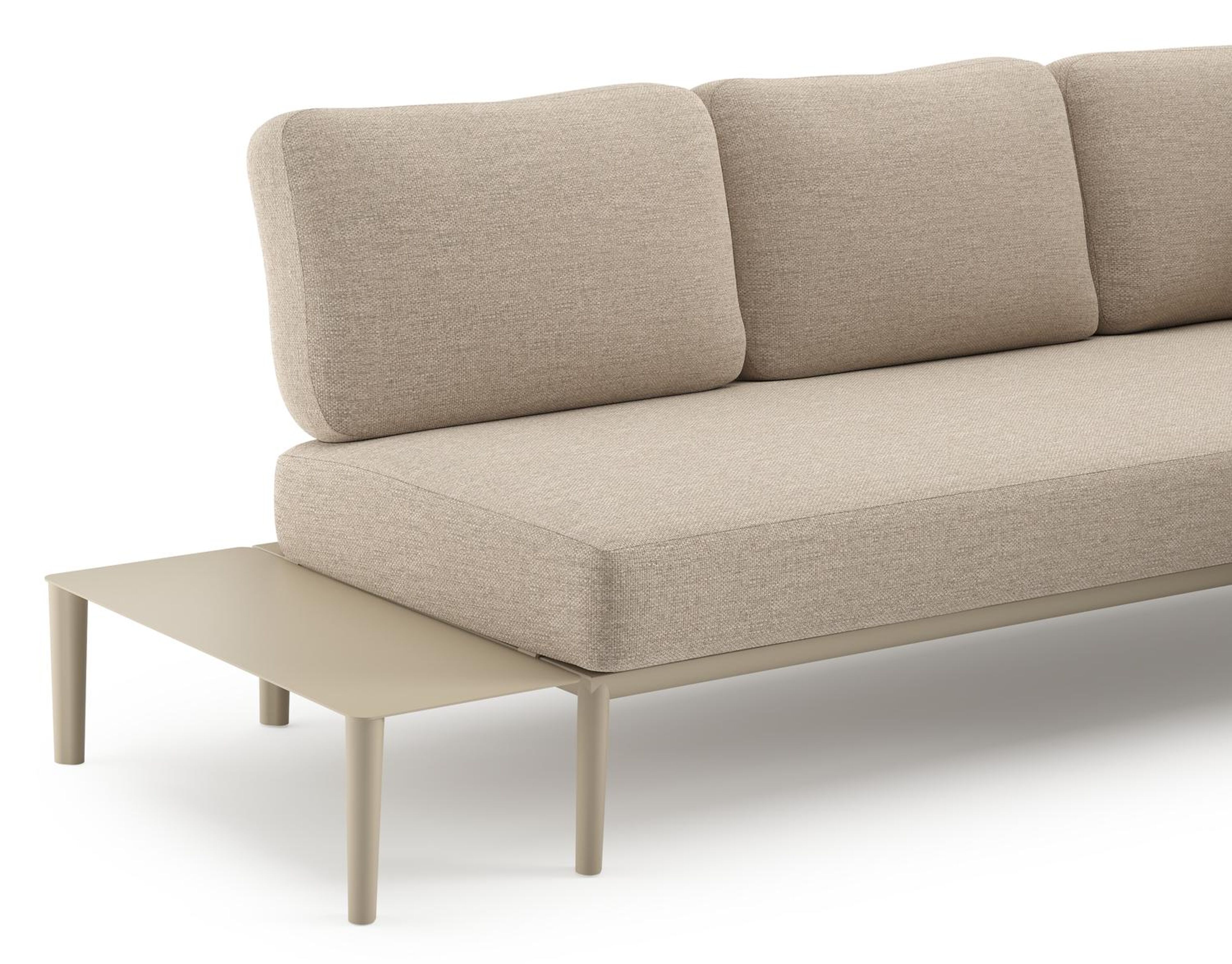Salon de jardin d'angle Tolosa en aluminium beige et coussins en weather+ softtouch rustic