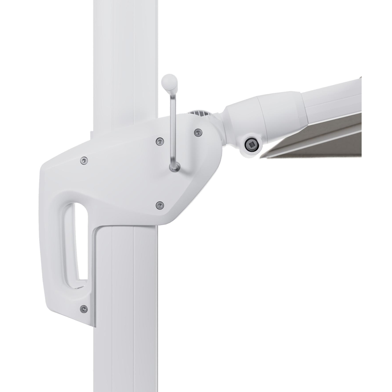 Parasol pendant Minore avec fonction tilt en aluminium blanc et toile de parasol en All Weather Solica Firenze Sand  - Lg.1 400 x Lg.2 300 cm (sans pied de parasol)