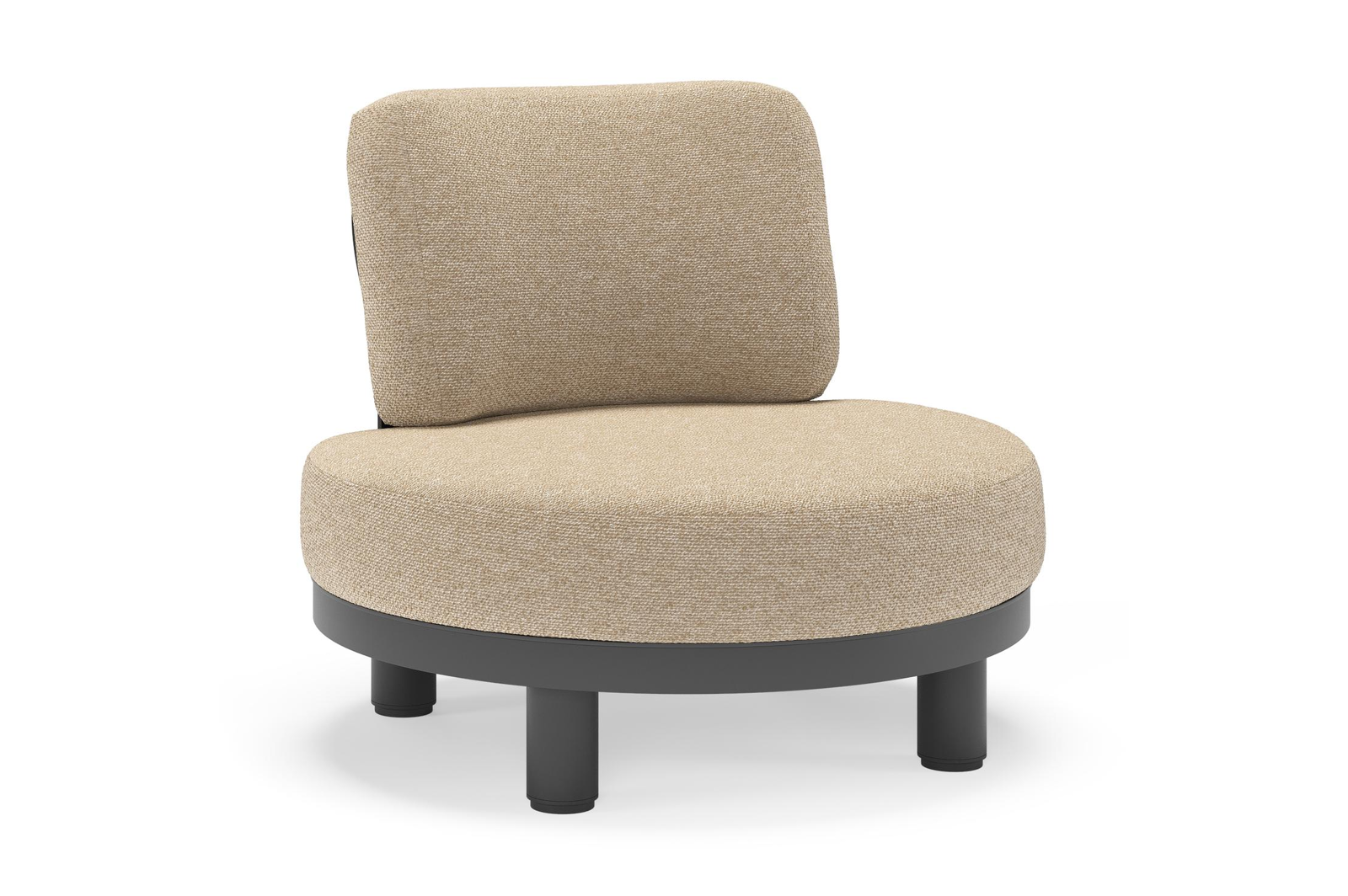 Fauteuil de jardin Donato en aluminium noir et coussins en all weather cosytica Madagascar Oak