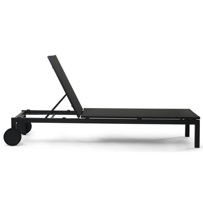 Set van 2 verstelbare Caravelle ligbedden in zwart aluminium en zwart textileen