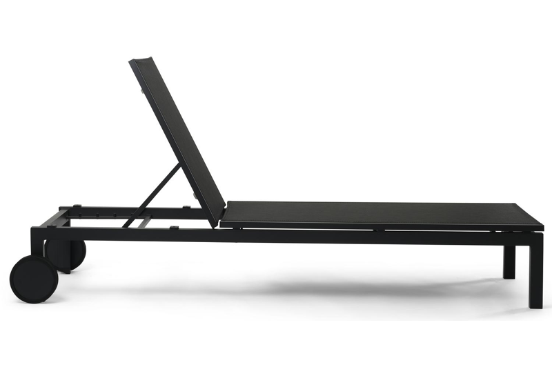 Set van 2 verstelbare Caravelle ligbedden in zwart aluminium en zwart textileen