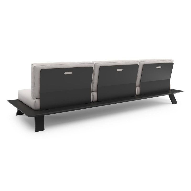 Cesano loungebank in zwart aluminium met savane whisper all weather Sunbrella® luxe kussen