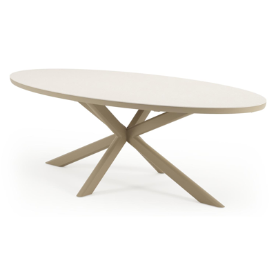 Pamplona tuintafel ovaal in beige aluminium en sintered stone Crema minerale - L 239 x B 115 x H 73 cm