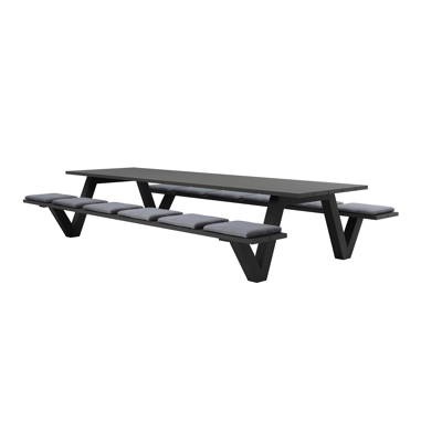 Norma picknicktafel in zwart aluminium - L 360 x B 213 x H 74 cm
