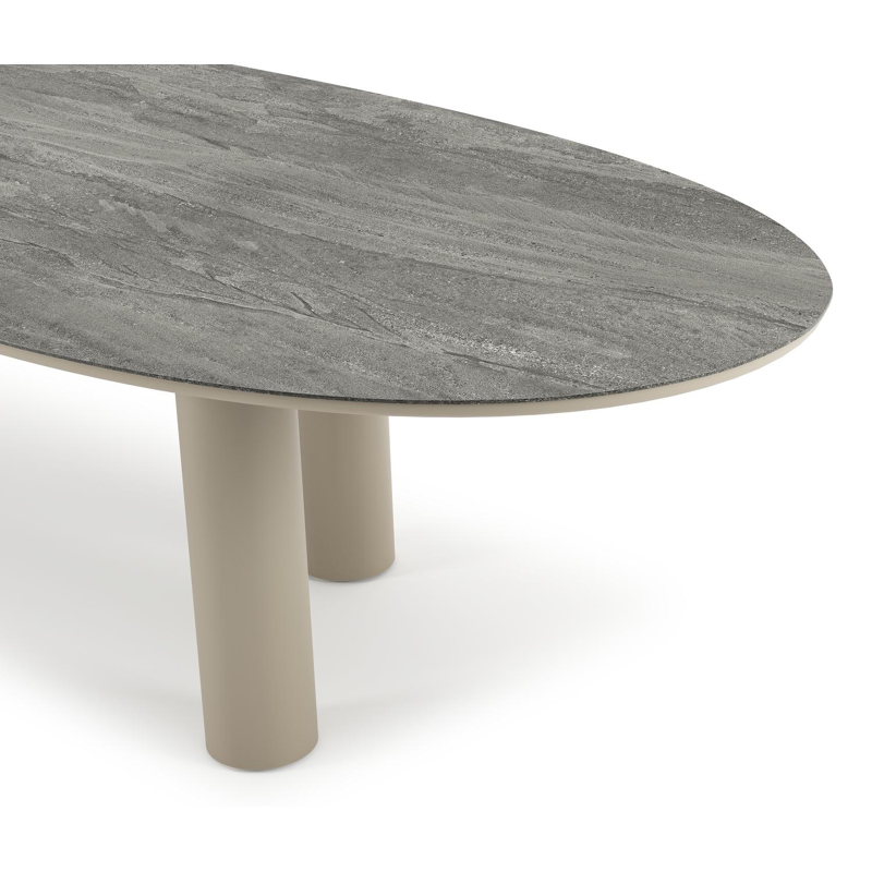 Organo tuintafel organisch in beige aluminium en volkeramiek Aspen Grey - L 320 x B 120 x H 74 cm