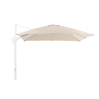 Rufina zweefparasol met tiltfunctie in wit aluminium met beige all weather sunbrella® premium parasoldoek - L1 300 x L2 300 cm (zonder voet)