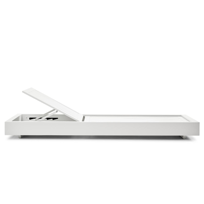 Como verstelbaar ligbed in wit aluminium met natte grey chine all weather sunbrella® luxe kussens