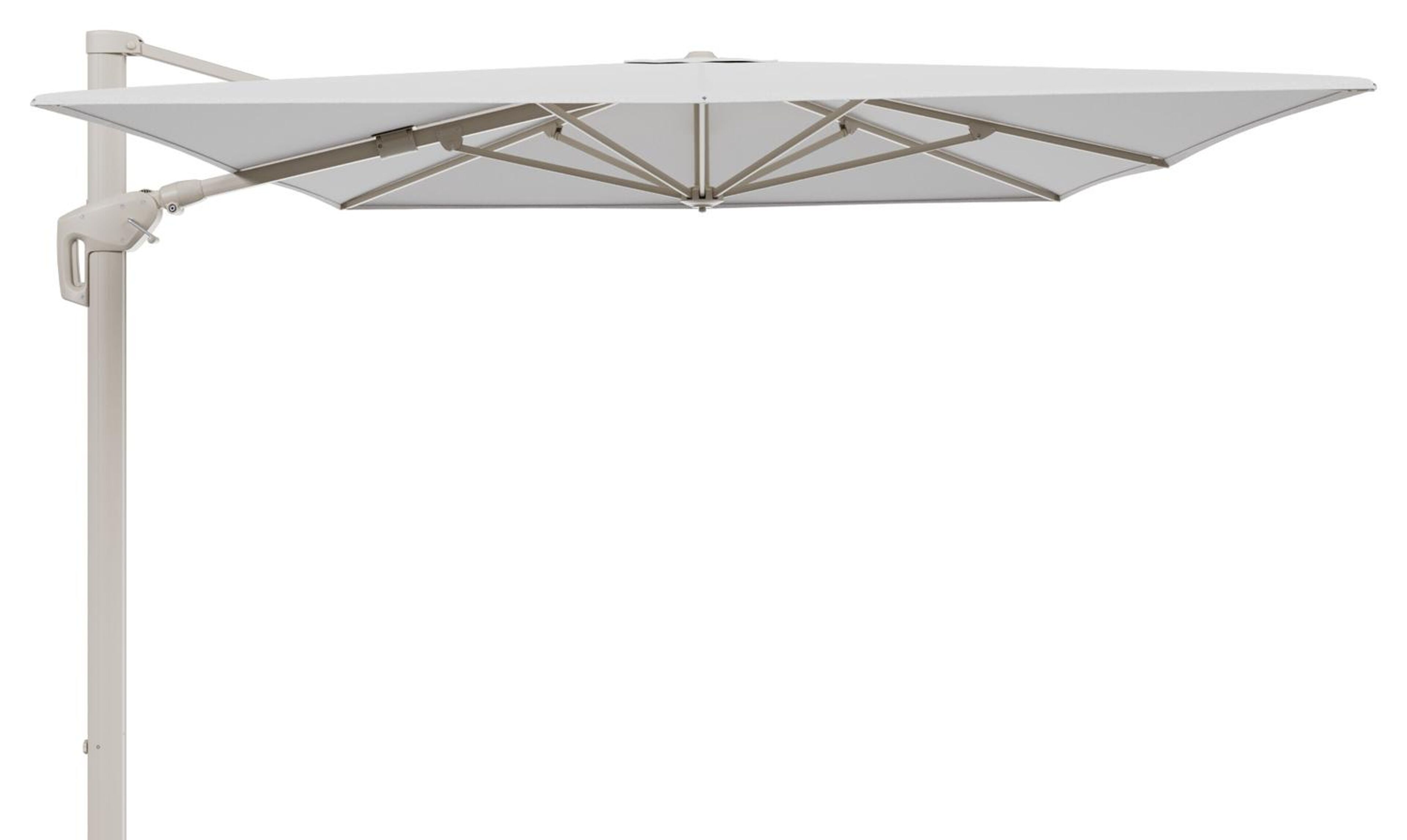 Minore zweefparasol met tiltfunctie in beige aluminium en Ego Birch All Weather Solica parasoldoek - L1 400 x L2 300 cm (zonder voet)