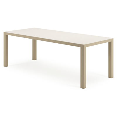 Varese tuintafel rechthoekig in beige aluminium en sintered stone Crema minerale - L 220 x B 92 x H 73.5 cm