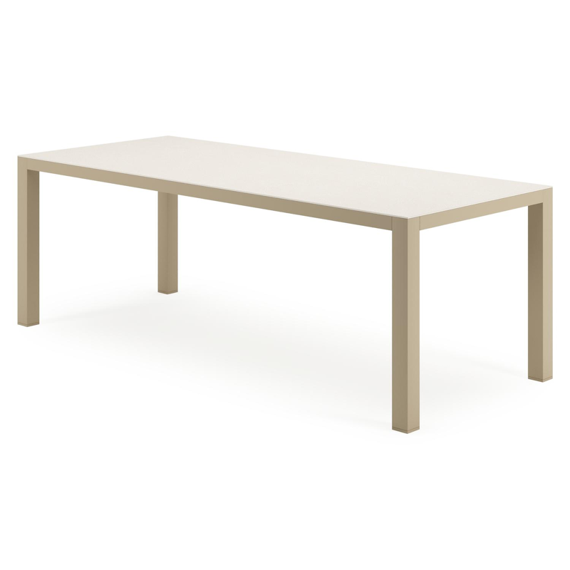 Varese tuintafel rechthoekig in beige aluminium en sintered stone Crema minerale - L 220 x B 92 x H 73.5 cm