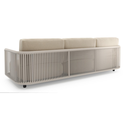 Organo loungeset in zwart aluminium en beige verticaal geweven luxe vlakke rope met althea chalk all weather Cosytica kussen