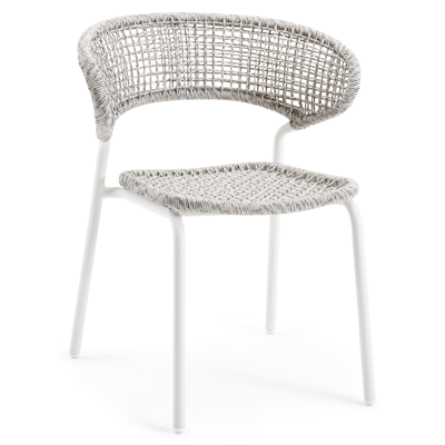 Donato XL stapelbare tuinstoel in wit aluminium en grijs wicker