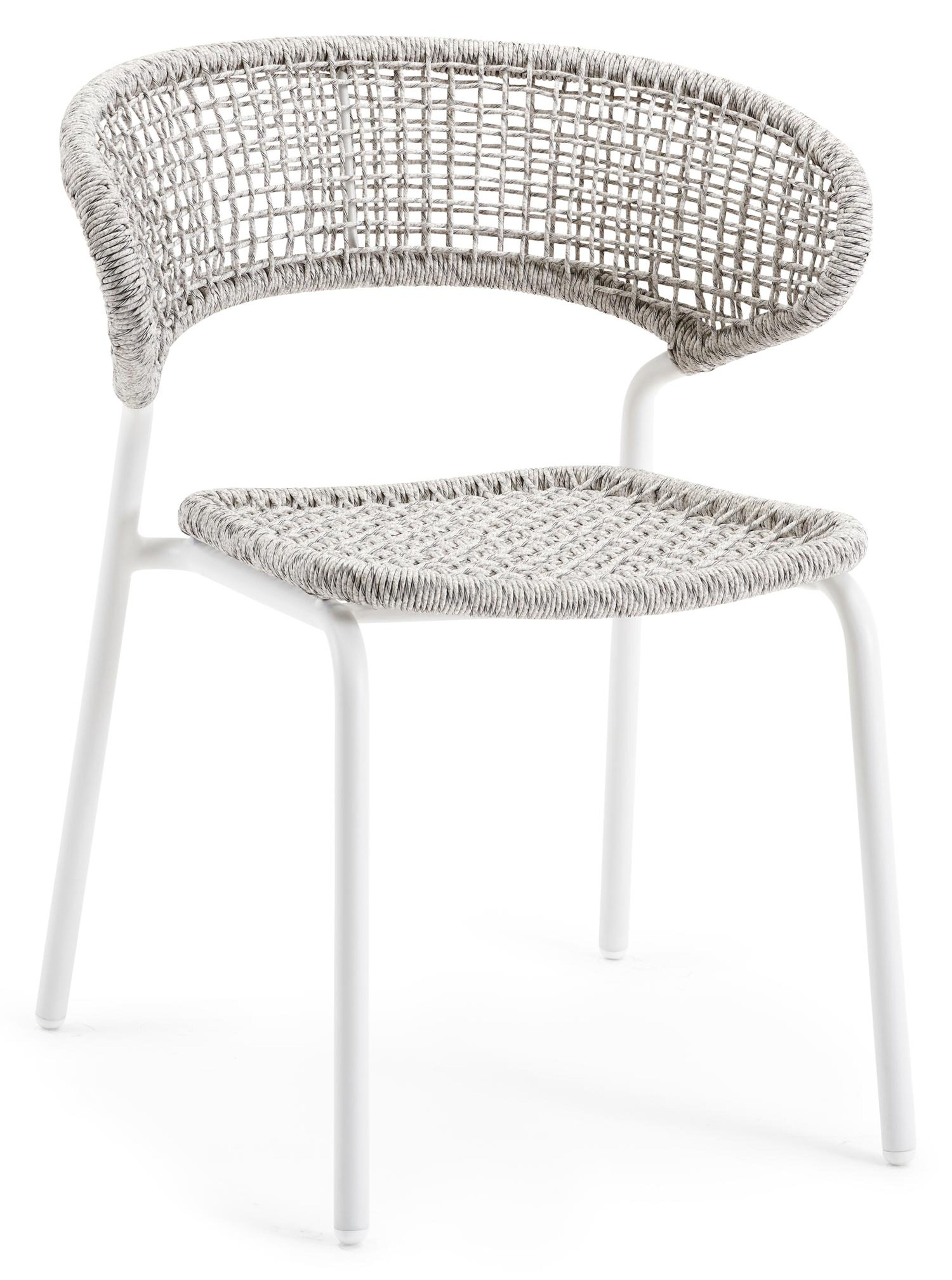 Donato XL stapelbare tuinstoel in wit aluminium en grijs wicker