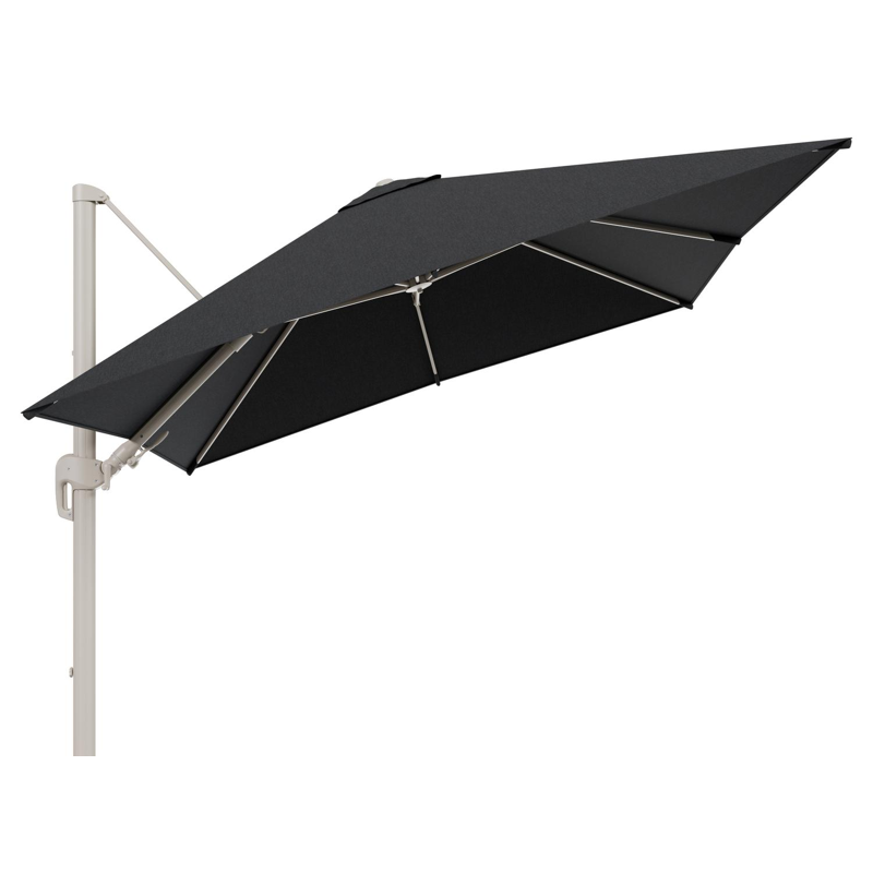 Parasol pendant Rufina avec fonction tilt en aluminium beige et toile de parasol en All Weather Sunbrella® Luxe Chartres Sooty  - Lg.1 300 x Lg.2 300 cm (sans pied de parasol