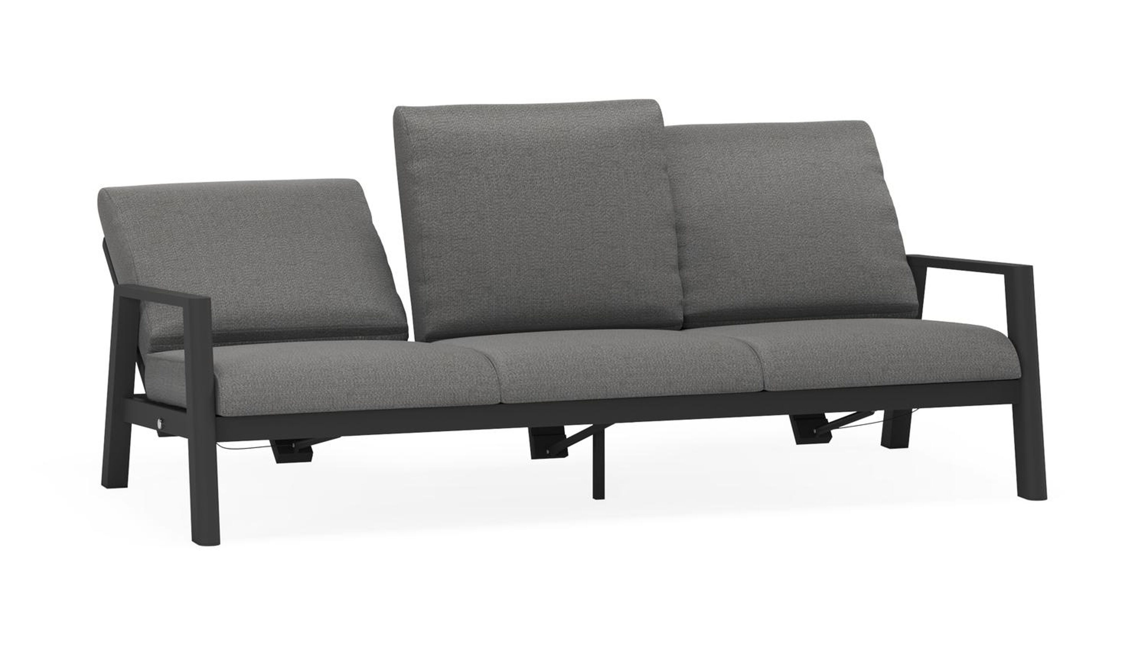 Cirello loungebank 3-zit in zwart aluminium met savane tornado all weather sunbrella® luxe kussen