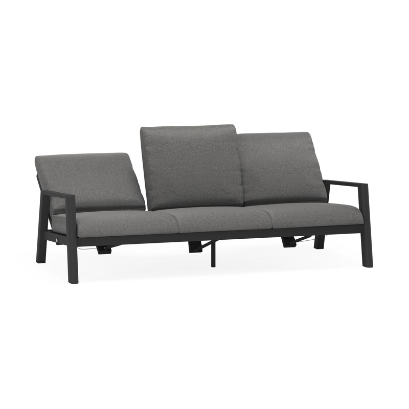 Cirello loungebank 3-zit in zwart aluminium met savane tornado all weather sunbrella® luxe kussen