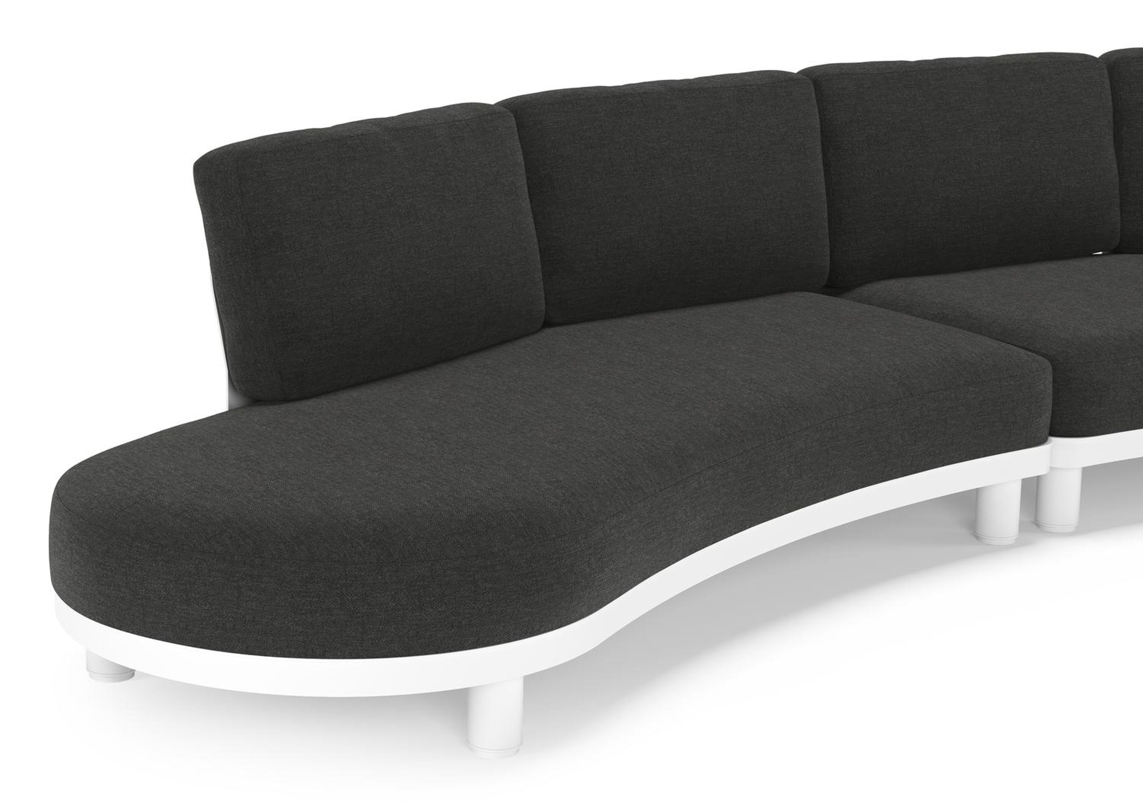 Salon de jardin d'angle Donato en aluminium blanc et coussins en all weather sunbrella® luxe Chartres Sooty