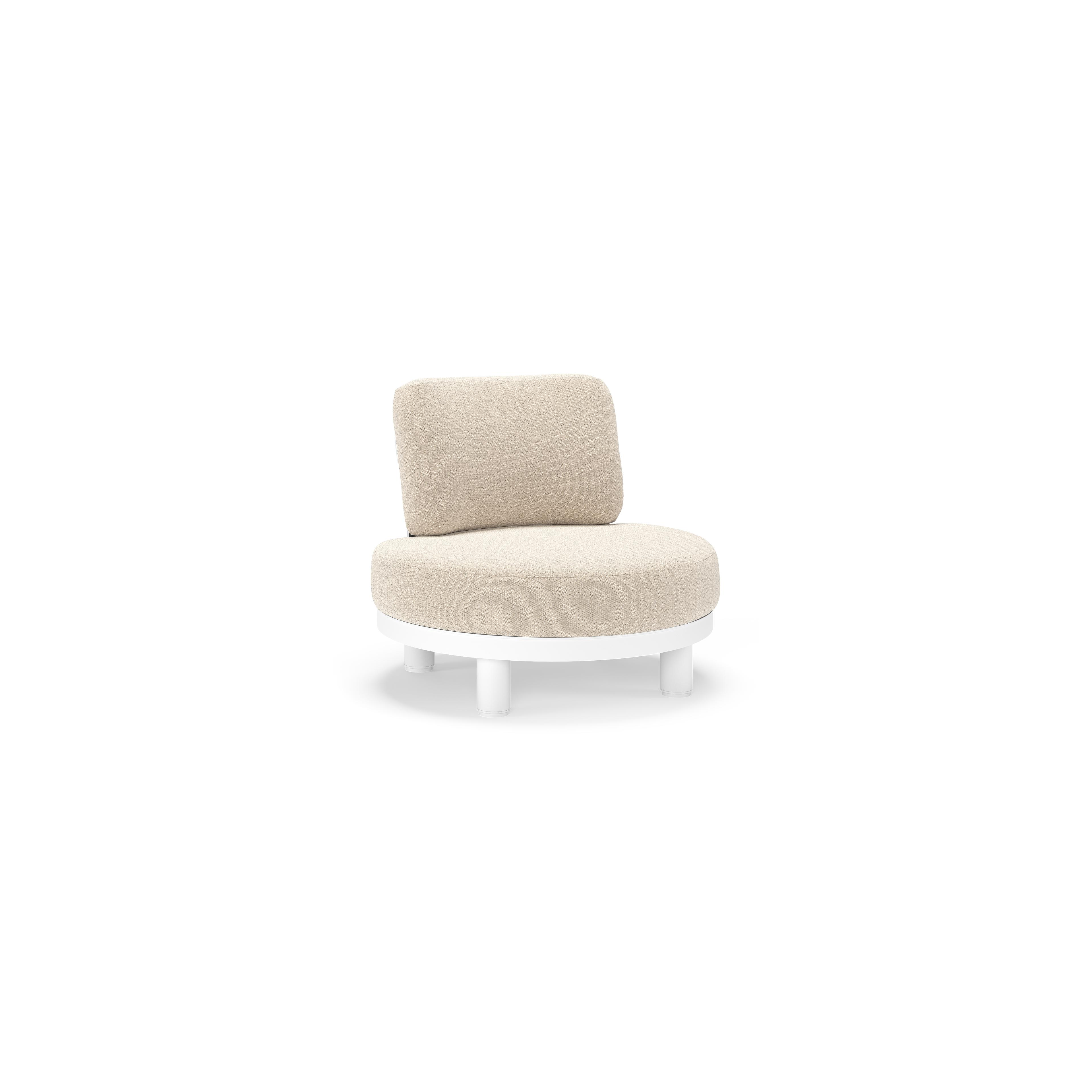 Donato loungestoel in wit aluminium met all weather sunbrella® luxe Lopi Sand kussen