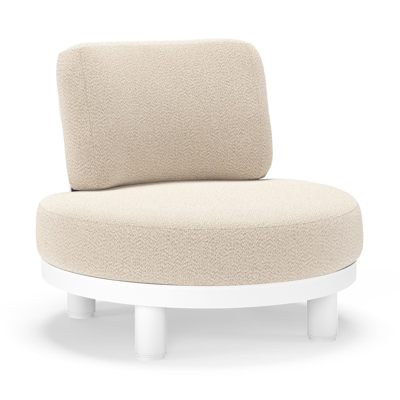 Donato loungestoel in wit aluminium met all weather sunbrella® luxe Lopi Sand kussen