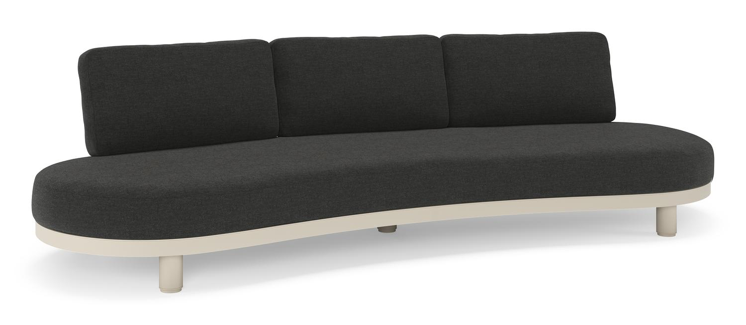 Canapé de jardin Donato en aluminium beige et coussins en all weather sunbrella® luxe Chartres Sooty