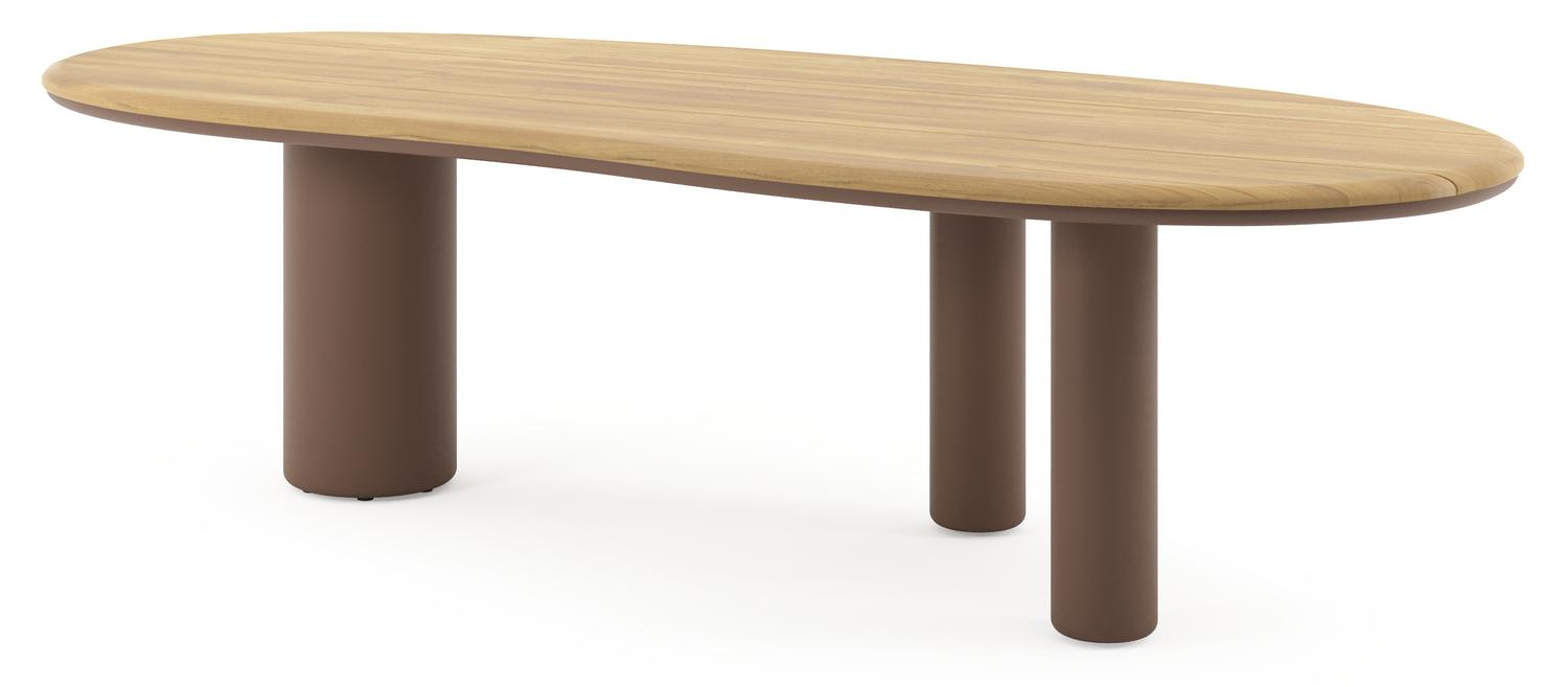 Amico tuintafel organisch in taupe aluminium en teak - L 280 x B 120 x H 73.5 cm