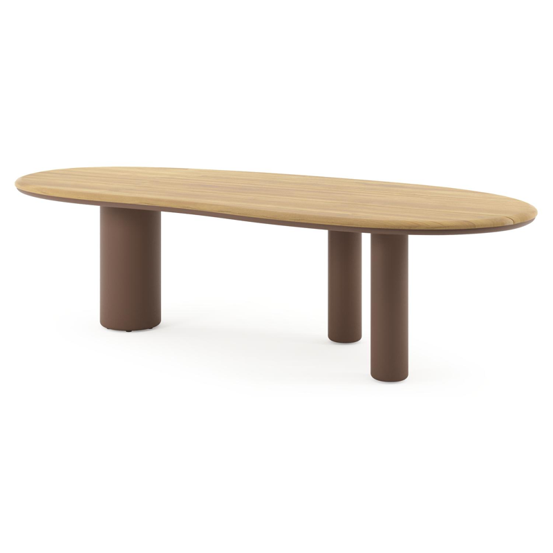 Amico tuintafel organisch in taupe aluminium en teak - L 280 x B 120 x H 73.5 cm
