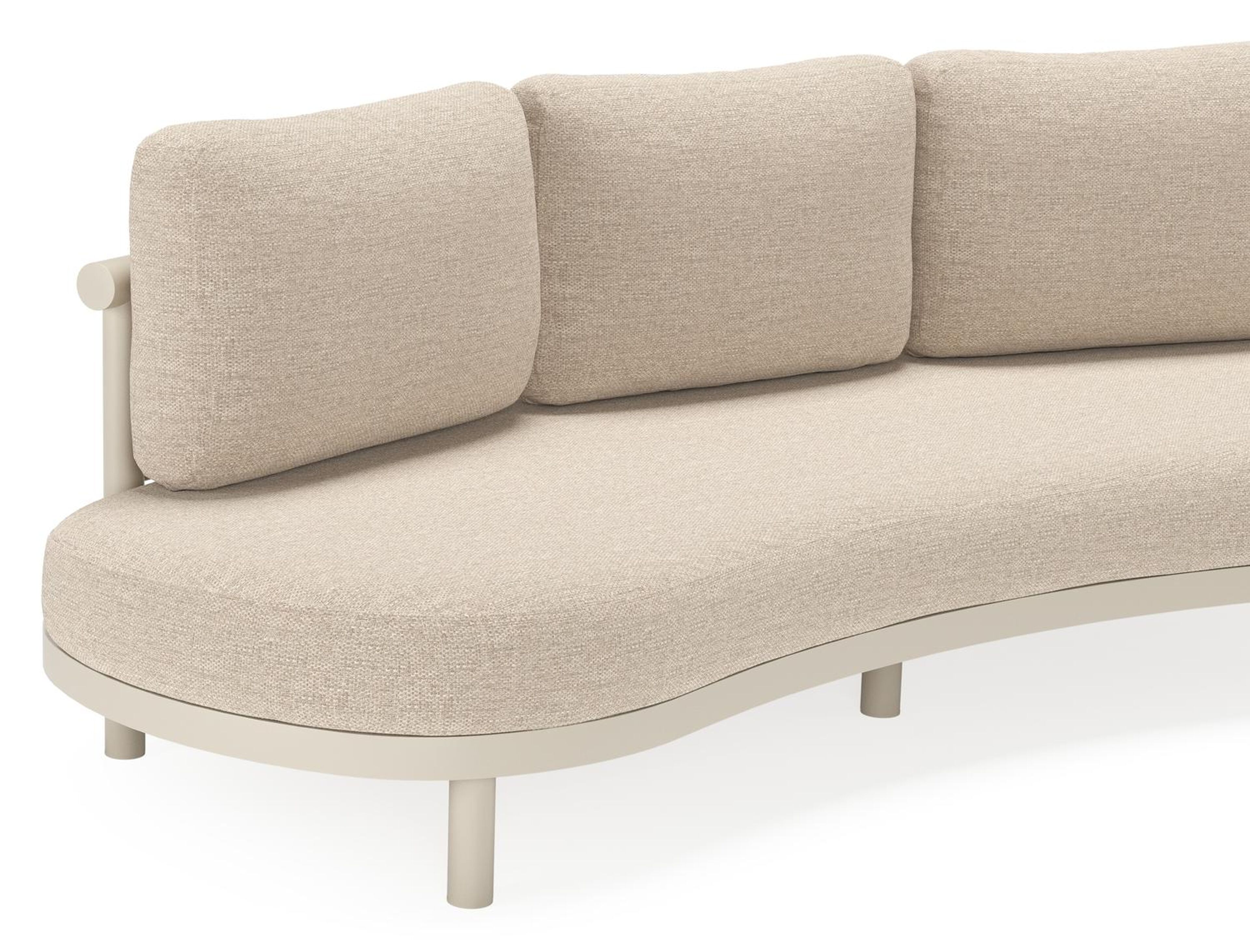 Salon de jardin Lindo en aluminium beige avec coussins en weather+ softtouch rustic