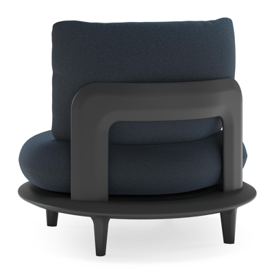 Bomero loungestoel in zwart aluminium met heritage indigo all weather sunbrella® luxe kussen