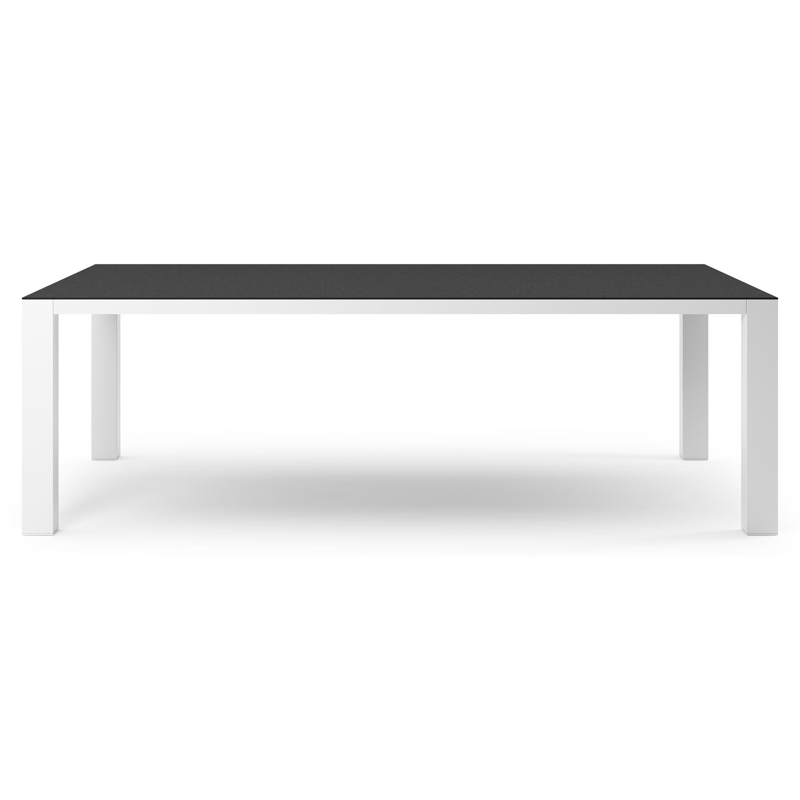 Table de jardin Nano XL rectangulaire en aluminium blanc et céramique pleine Nero Black - Lg. 240 x Lrg. 148 x Haut. 75 cm