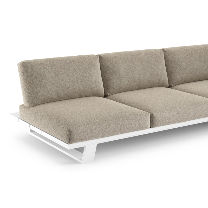 Pagino loungehoek in wit aluminium met catania beige all weather cosytica kussen