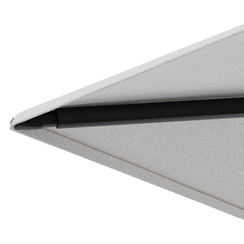 Minore zweefparasol met tiltfunctie in zwart aluminium en Soul Optik All Weather Solica parasoldoek - L1 400 x L2 300 cm met parasolvoet Minore 260 kg met wielen