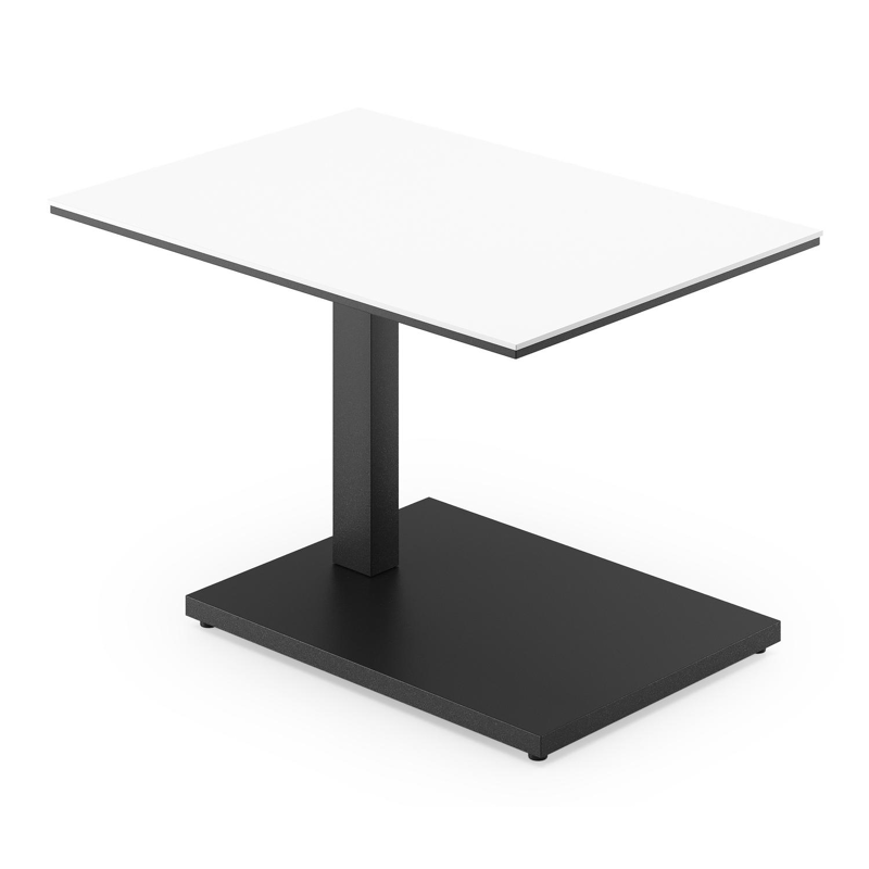 Cirello pop-up bijzettafel in zwart aluminium en volkeramiek Arctic White - L 70 x B 50 x H 44 cm