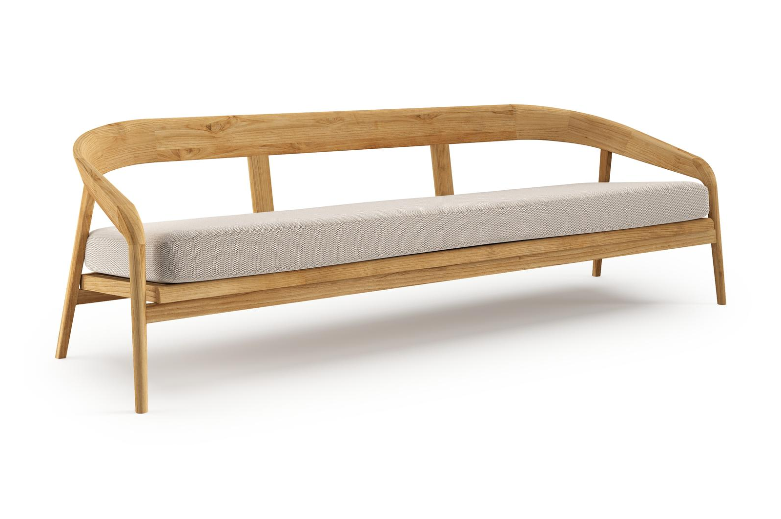 Lacrima loungebank in teak met lopi fossil all weather Sunbrella® luxe kussen