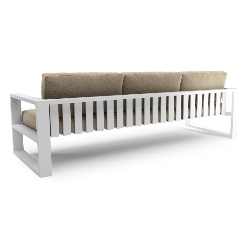 Verato loungebank in wit aluminium met althea camel all weather cosytica kussen