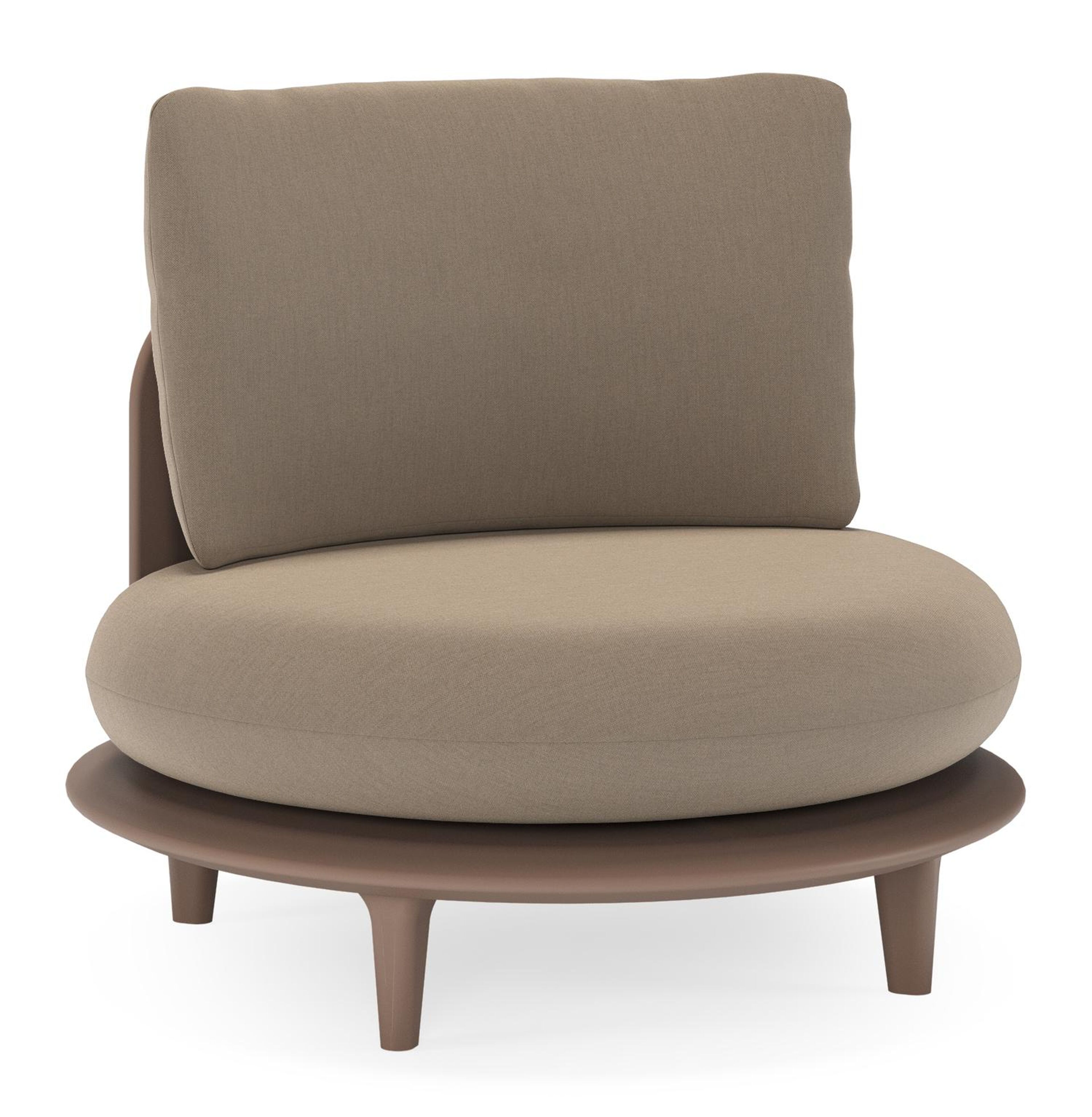 Bomero loungestoel in taupe aluminium met natte heather grey all weather sunbrella® luxe kussen