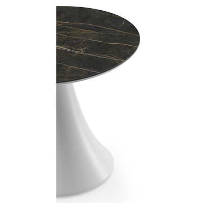 Fano low dining low dining loungetafel rond in wit aluminium en volkeramiek Black Obsession - Dia. 65 x H 55 cm