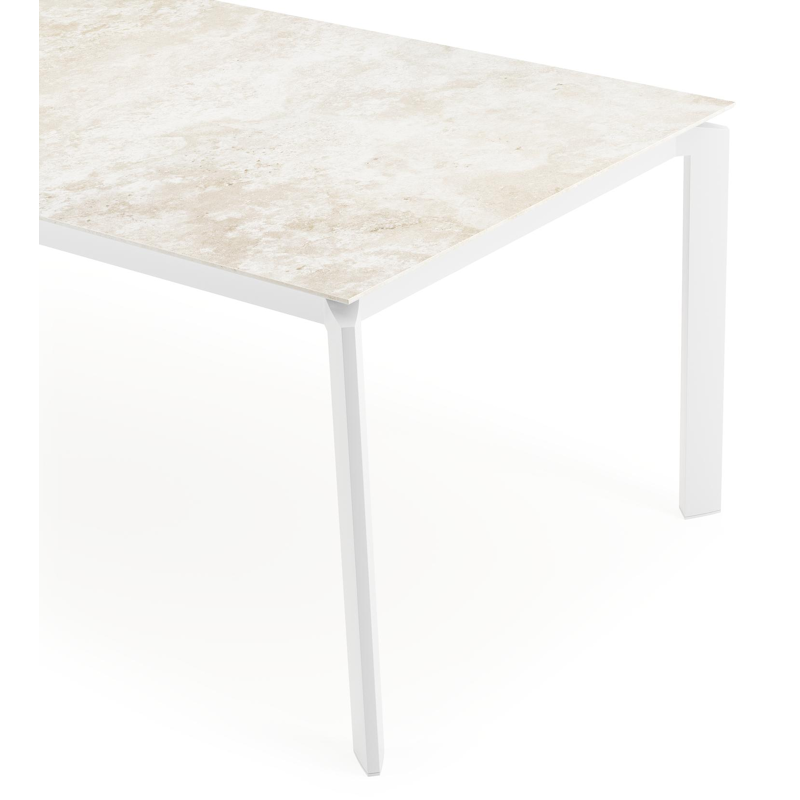 Table de jardin rectangulaire Cirello en aluminium blanc et céramique pleine Rapolano Lg. 240 x Lrg. 100 cm