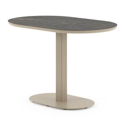 Table de jardin Teramo bombo en aluminium beige et céramique pleine Black Obsession - Lg. 110 x Lrg. 70 x Haut. 73.7 cm